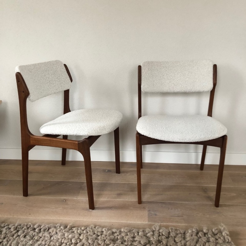 Set vintage teakhouten Deense design stoel – O.D. Møbler, Erik Buch (verkocht)