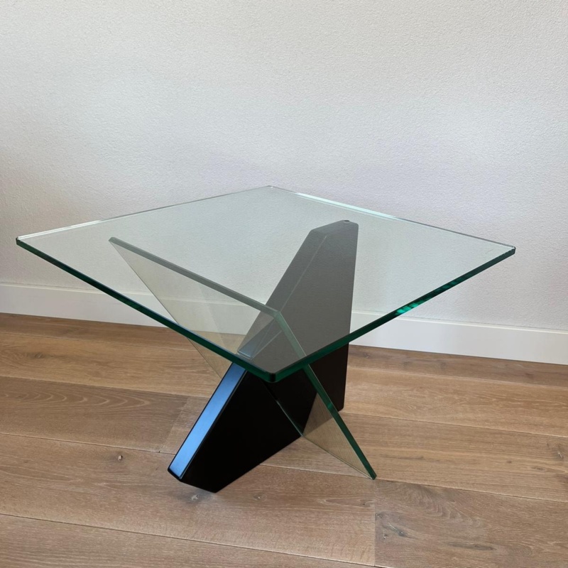 Vintage Post modern Italiaans design salontafel/bijzettafel glas (verkocht)