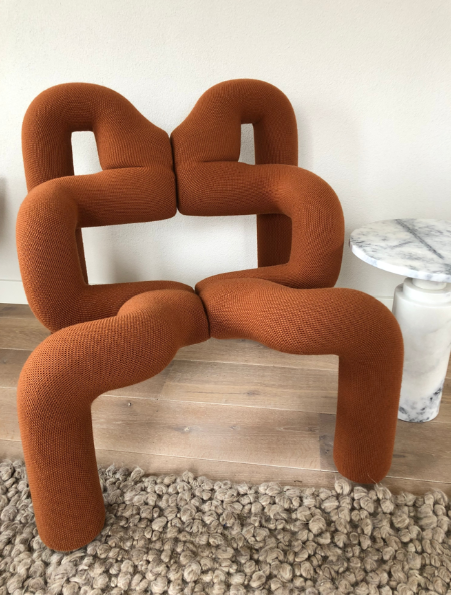Varier Ekstrem stoel in oranje knit stof – iconisch design van Stokke