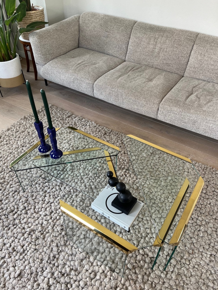 Vintage driehoekige nesting bijzettafels van Pierangelo Gallotti voor Gallotti & Radice