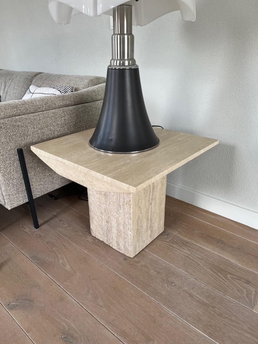 Travertijn salontafel Italiaans design – vintage natuursteen uit de jaren 70