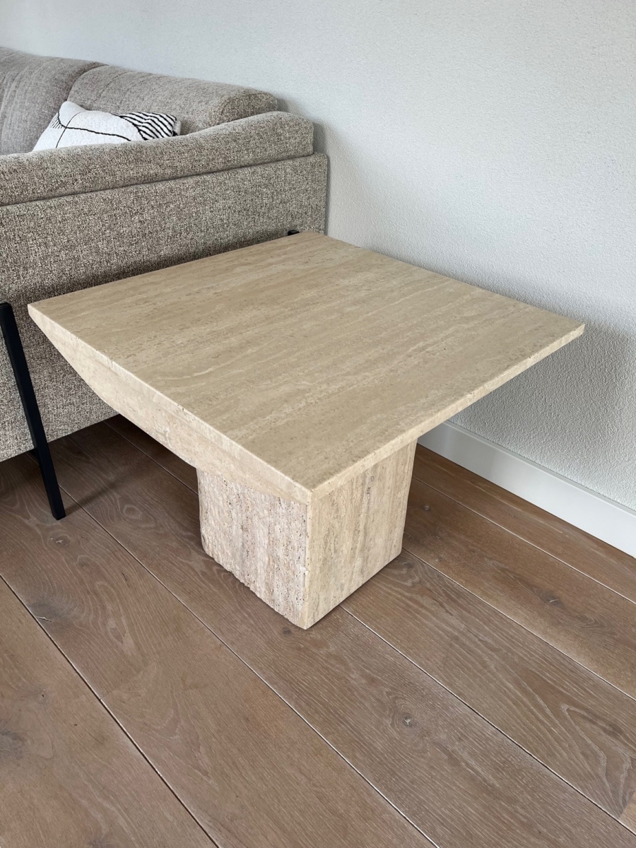 Travertijn salontafel Italiaans design – vintage natuursteen uit de jaren 70