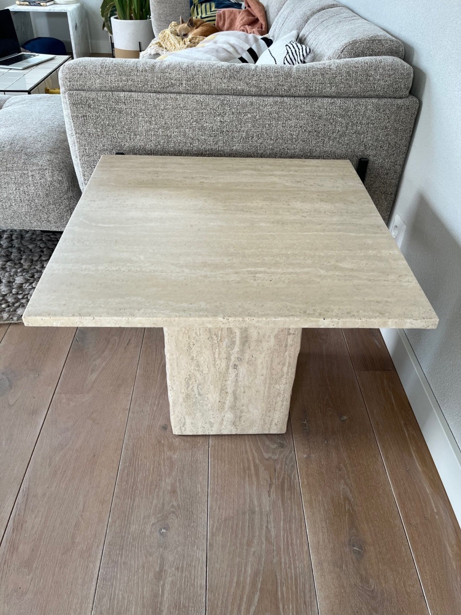 Travertijn salontafel Italiaans design – vintage natuursteen uit de jaren 70