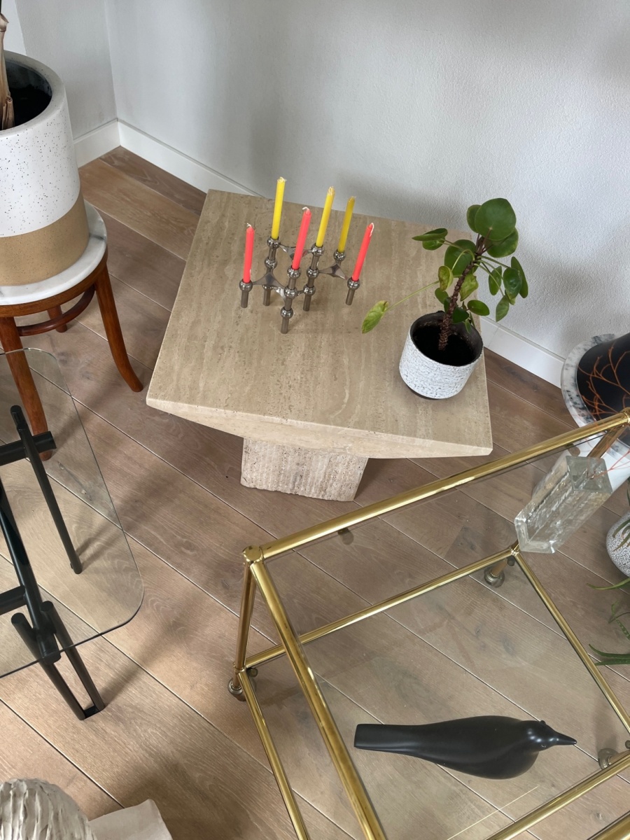 Travertijn salontafel Italiaans design – vintage natuursteen uit de jaren 70