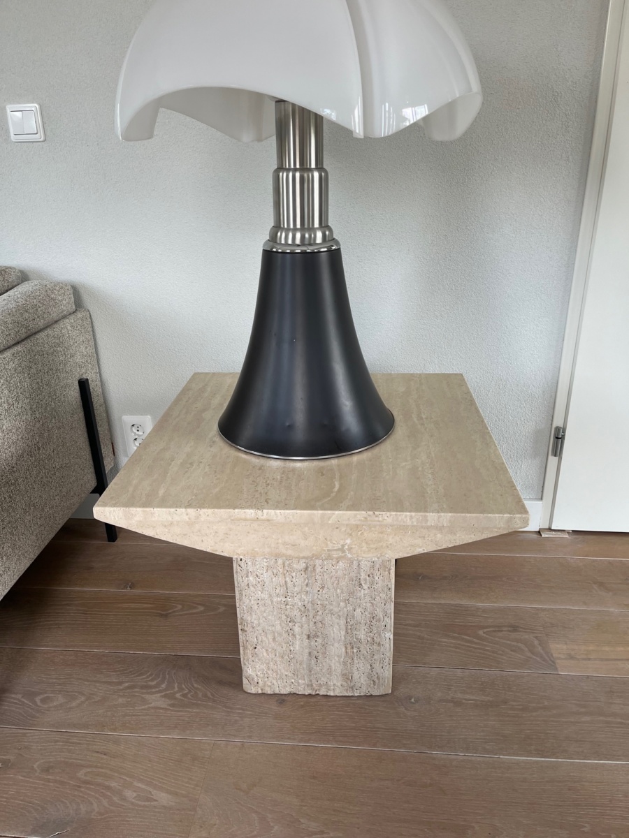 Travertijn salontafel Italiaans design – vintage natuursteen uit de jaren 70