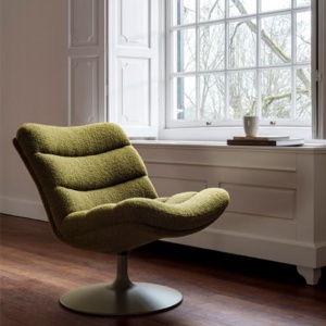 Artifort F506 retro designfauteuil met ronde vormen in vintage interieur