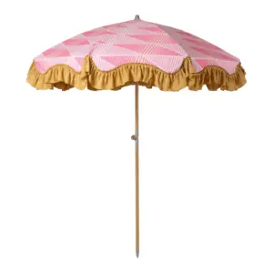 Vrolijk gekleurde parasols met franjes: dé zomerse trend van 2025 de interieurcharmeur fonq.nl roze geel 