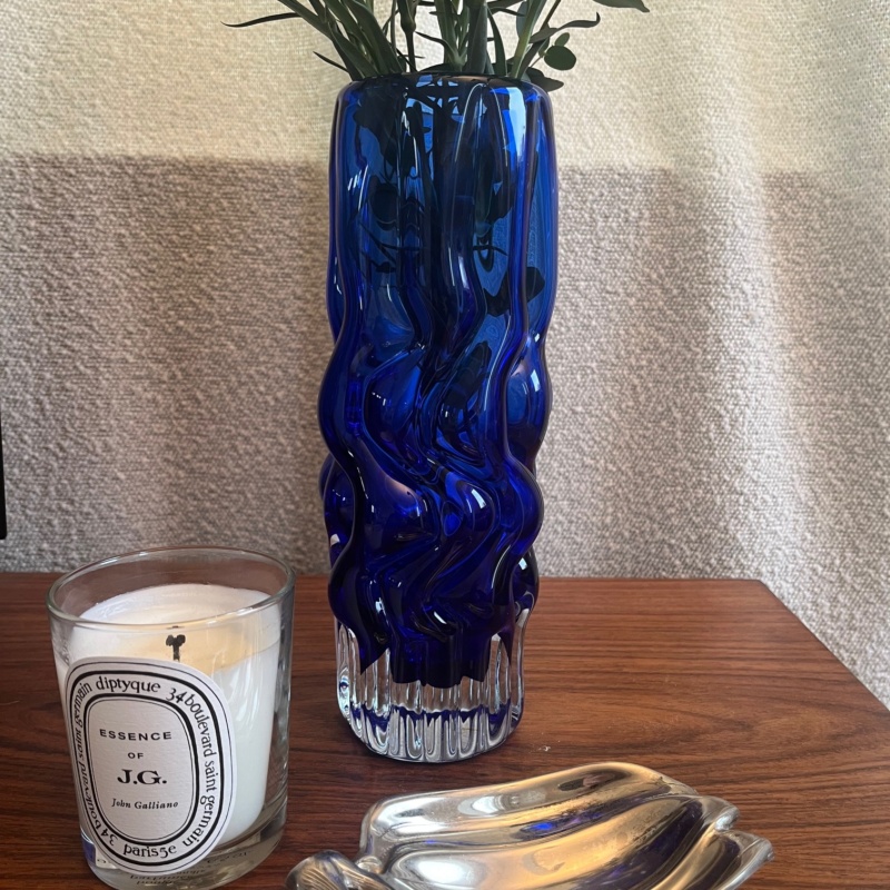 Vintage Nový Bor glazen vaas – design Pavel Hlava €120