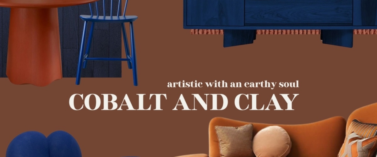 Kobaltblauw en terracotta als kleurencombinatie