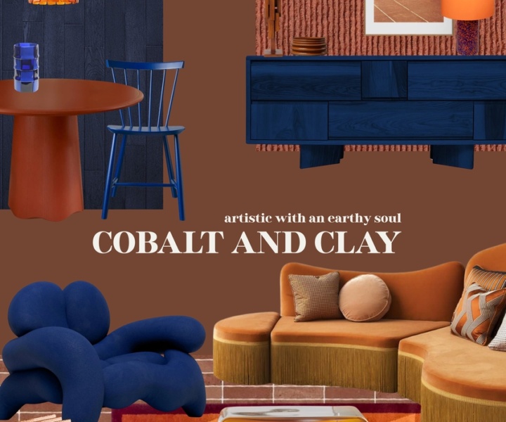 Kobaltblauw en terracotta als kleurencombinatie