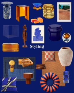 Cobalt & Clay moodboard stylingaccessoires in kobaltblauw en terracotta