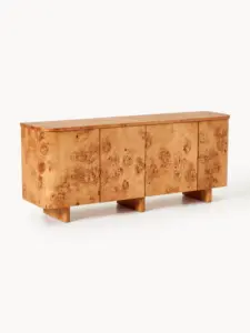 burlwood meubels Notenhouten dressoir Tobia met acht vakken en afgeronde hoeken