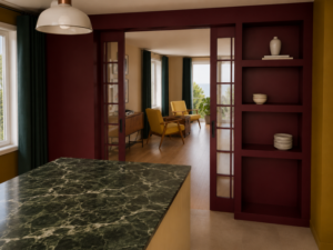 Maatwerkmeubels laten maken interieurontwerp gezinswoning Overijssel ensuite visual interieurontwerp burgundy interieurcharmeur
