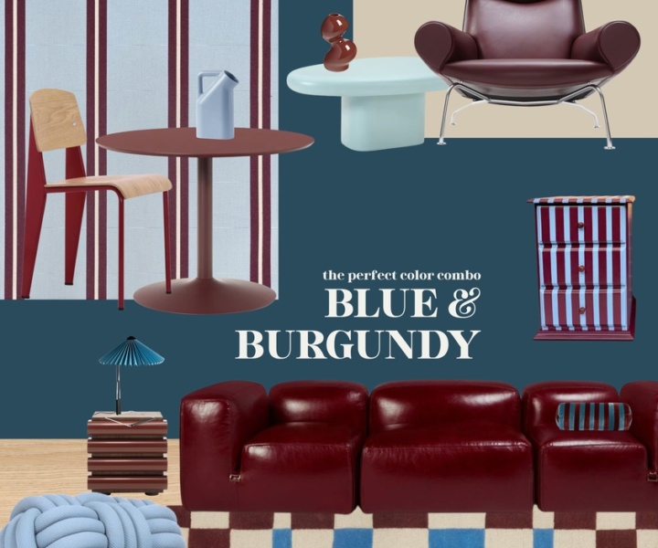 Lichtblauw en bordeaux: een interessante kleurencombinatie