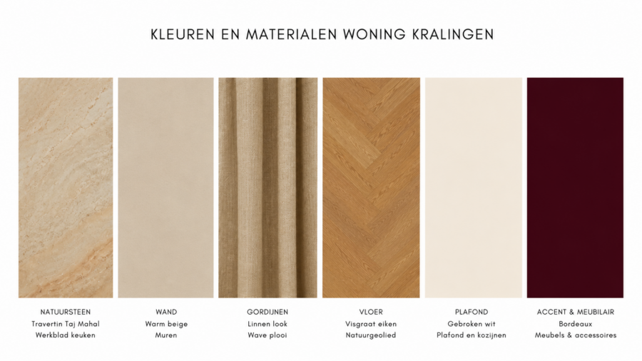 Interieurcharmeur Kleur- en materiaalconcept voor interieurontwerp van gezinswoning in Kralingen